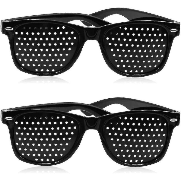 Sett med 2 nålehullsbriller for synsforbedring Unisex svarte briller for synsforbedring_ (kjøpes til kostnad)