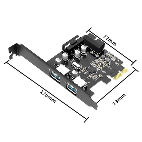 Pci-e til 2-ports USB 3.0-adapter Pci-e-udvidelseskort med 19-bens strømstik