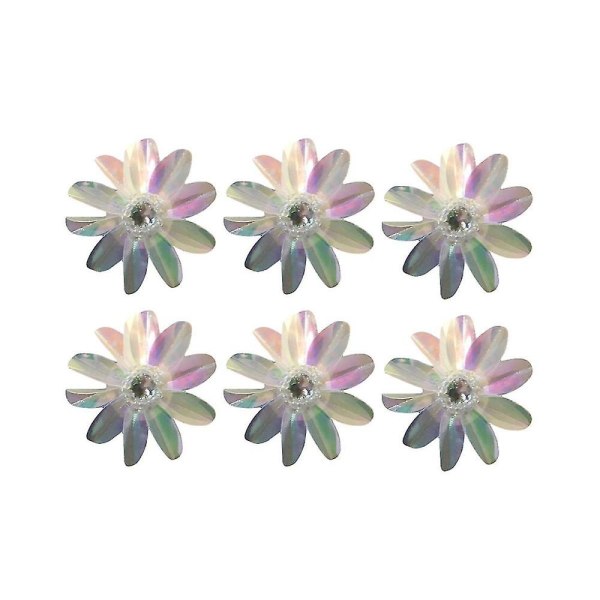 6 kpl Pearlescent 2 1/2 tuuman paljetteilla kukkia strassit helmi applikaatio, kristalli helmi kukka appl