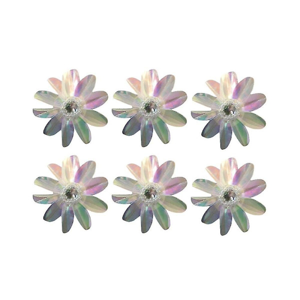 6 st Pärlemor 2 1/2 tum Sekvensblossor Strass Beading Applique, Kristallpärlade Blomma Appl