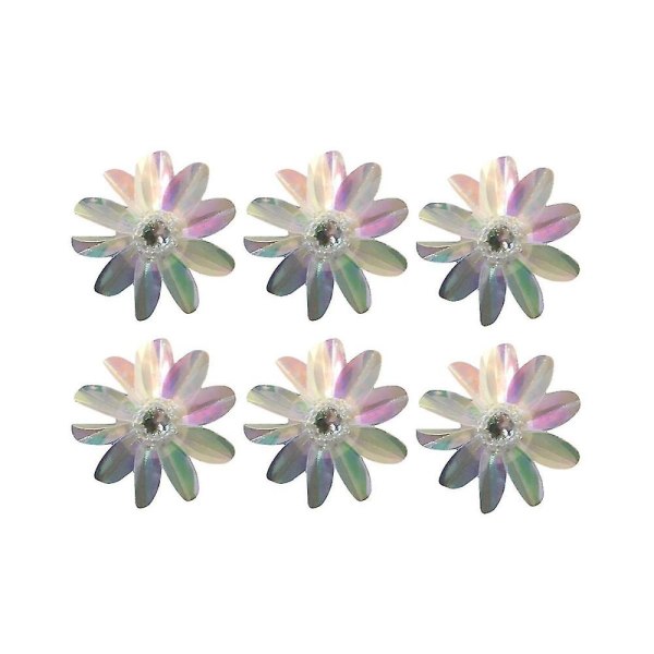 6 stk Perlemor 2 1/2 tommers Sekvensblomster Rhinestones Beading Applique, Krystall Beading Blomst Appl