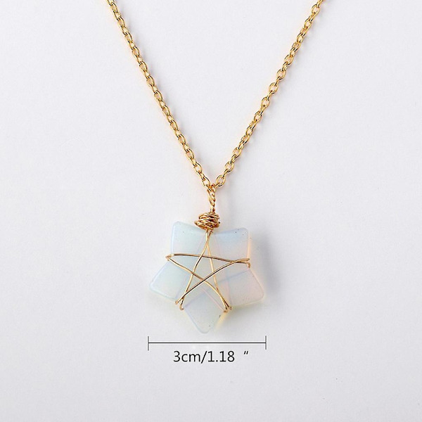 Pentagram Stjerne Vedhæng Naturlig Opal Halskæde Wire Wrapped Sten Vedhæng Choker
