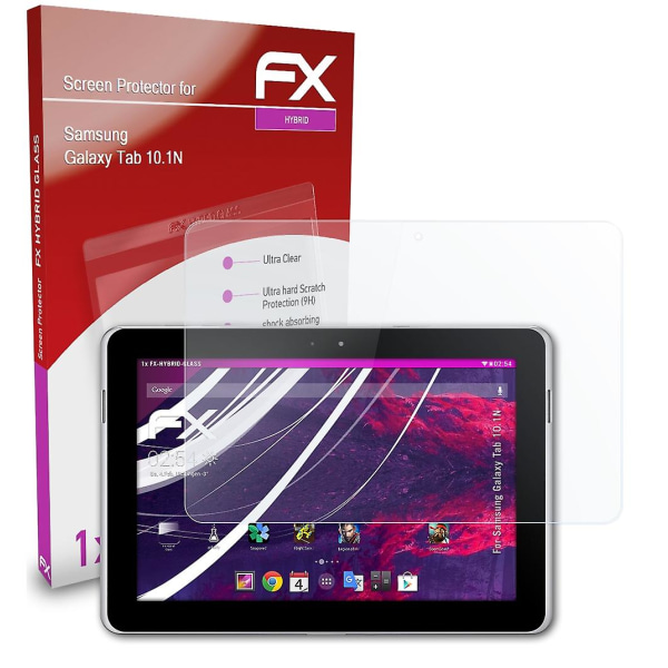 atFoliX Panserfolie kompatibel med Samsung Galaxy Tab 10.1N Glassfolie 9H Schutzpanzer