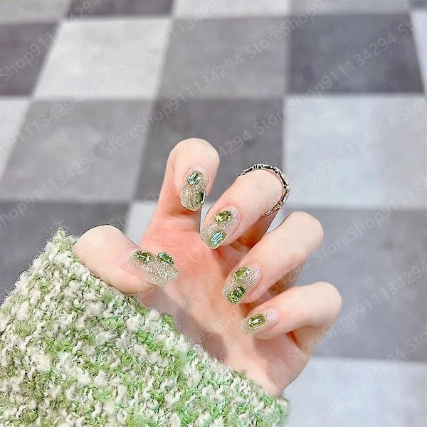 Diy Fashion Crystal Transparent 3d Fake Nail Stickers Cartoon Handmade Removable Wearable Nails Manicure Patch Girls Gifts Toys B M