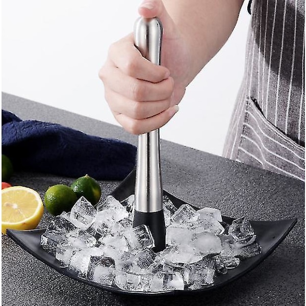 Muddler For Cocktails Stainless Steel Professional Bar Pestle Fruit Crusher With Grooved Nylon Head For Making Mojito Mix And Other Drinks