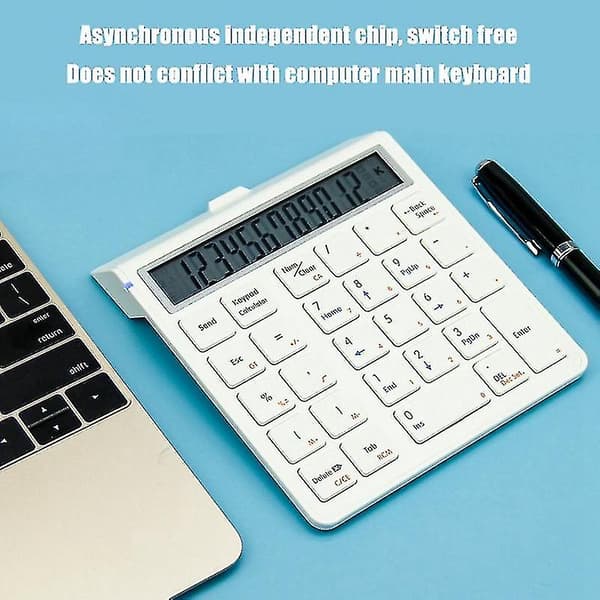 Numeronäppäimistö 4.0 Bluetooth-näppäimistö näytöllä Laskinfunktio 2-in-1 Numeronäppäimistö ja laskin