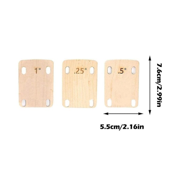 3 stk. Gitarhals Shims Bolt-on Hals Plate For Gitar Og Bass Reparasjon 0,25, 0,5 Og 1 Grad Guit