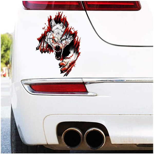 Vred Ulv Bilsticker, Ulv Bilsticker 3D Bilsticker Ulvehoved 3D Sjove PVC Sticker Bildekoration Sticker