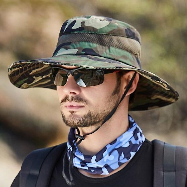 Udendørs Fiskerhat Camouflage Boonie Jungle Bredbremmet Mesh Hat Camouflage Hat