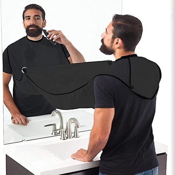 Forklæde til barbering og skæg - Opsamler skægget - Barberkappe sort 110x70cm