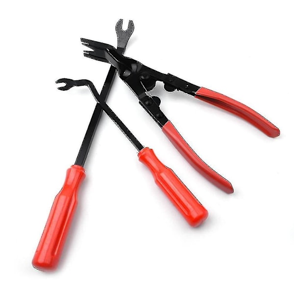 3-pack Stål Dörrpanelklämmor Tång Reparationsverktygssats Demonteringsverktygssats (Lätta Tång + 6 Tums Skruvöppnare + 8 Tums Skruvöppnare)