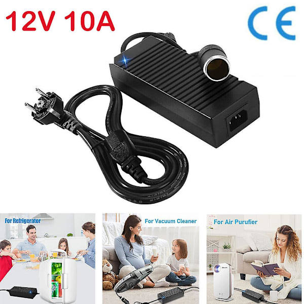 220V til 12V Bilstrømsadapter Strømadapter 10A 120W 230 til 12 Volt Spændingsomformer