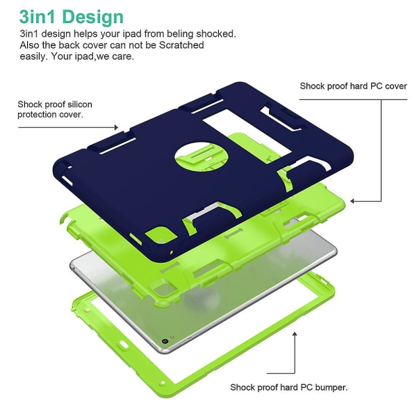Apple Ipad 2 Ipad 3 Ipad 4 Ipad 4:lle iskunkestävä Heavy Duty case cover, 12 väriä