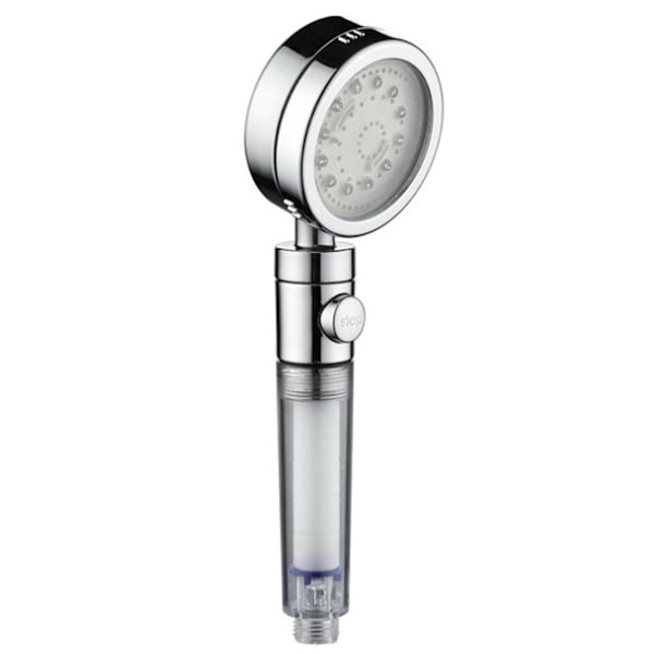 Led Anion Dusch med en knapp vattenstopp Luminous Stor Munstycke Temperaturkontroll