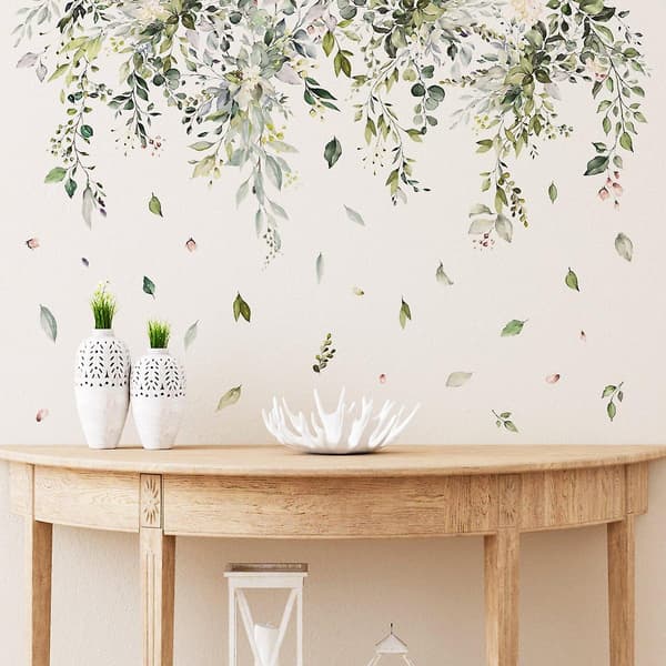 Väggdekaler Gröna Växter Hängande Vinranka Väggdekal Wisteria Blomma Väggdekoration Sovrum Vardagsrum