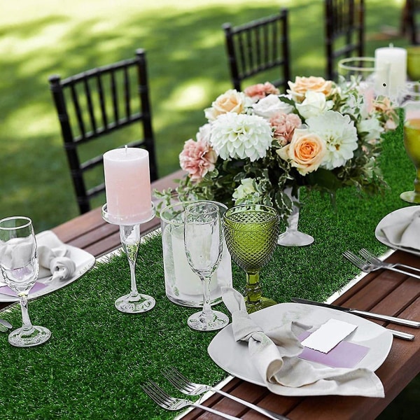 Gräsbordslöpare 12 X 72 tum, grön konstgjord bordsdekor för bröllop, födelsedagsfest, Banqu
