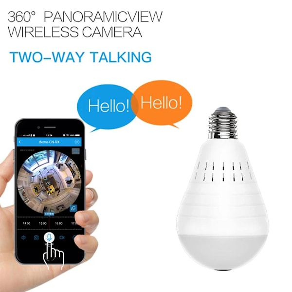 E27 Polttimo 1080p Wifi Ip Kamera Langaton Valvonta Turvasuojaus 360