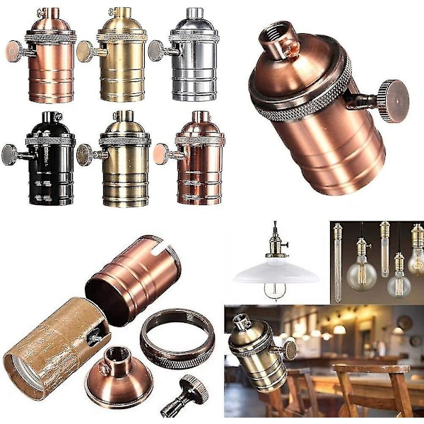 Lampfot - Antik mässing E27 skruvbas glödlampa sockel lamphållare med på/av-brytare ljusuttag glödlampa hållare 72mm*34mm Aeneous mässing