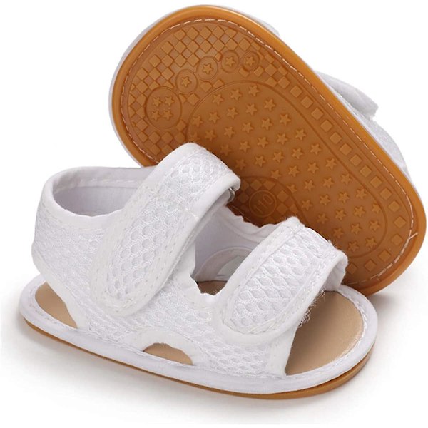 Baby Pojkar Flickor Sommar Sandaler Mjuk Sula Canvas Stängd Tå Småbarn Spädbarn Utomhus Promenadskor f white 12-18 months toddler