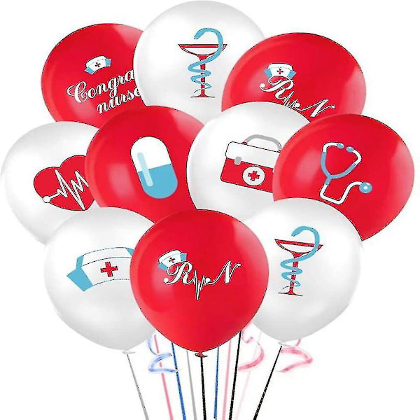 16 stk sykepleierballonger i latex for medisinsk temafestdekorasjon