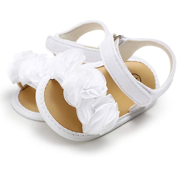 Spädbarn Baby Flickor Sommar Sandaler Med Blomma Mjuk Sula Nyfödd Småbarn Första Walker Spjälsäng Klänning Skor 01 white 12-18 months toddler