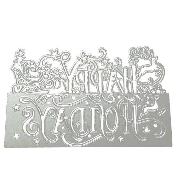 God Jul Metallskjærende Stanser Stencil Diy Scrapbooking Album Papirkort Mal Embossing Håndverk Dekorasjon