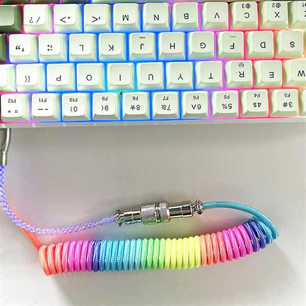 Spiralformad 1,5 m typ C Rgb Usb-kabel för mekaniskt tangentbord Aviator-kontakt