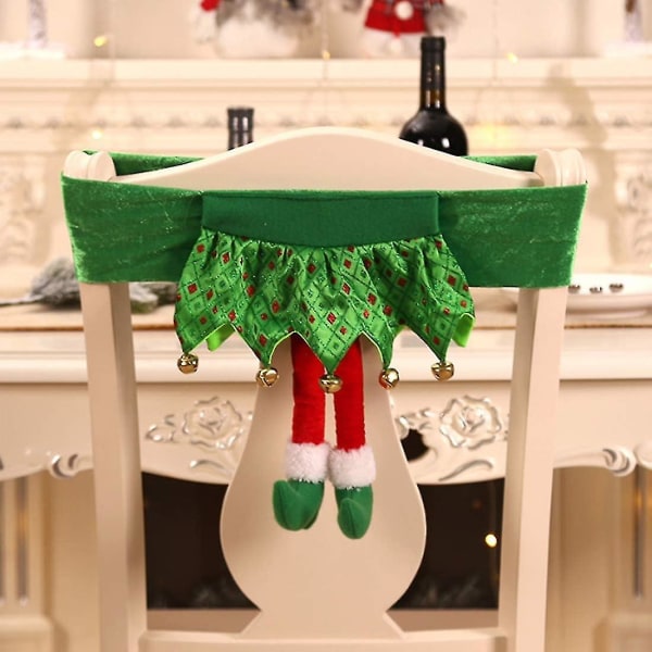Julstolsöverdrag, Juldekorativa stolsryggöverdrag, Jultomtestolöverdrag, Jultomteöverdrag - 2-pack