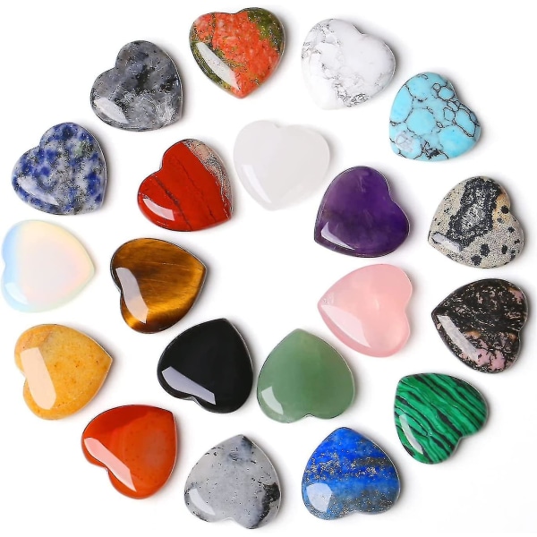 20 stk Naturlig Hjertehelbredende Krystaller Rosenkvarts Ametyst Hjerte Kjærlighetssteinsett