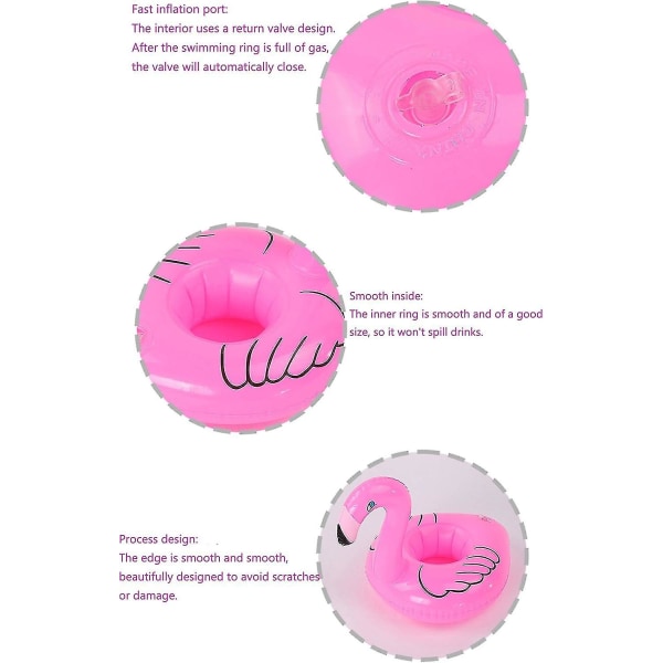 Rosa Flamingo 10 st Drink Pool Float, Uppblåsbar Flytande Dryckeshållare, Kan Coke Cup Stand Station Pool Simma Floats För Vatten Kul Barn Bad, Barn Bat