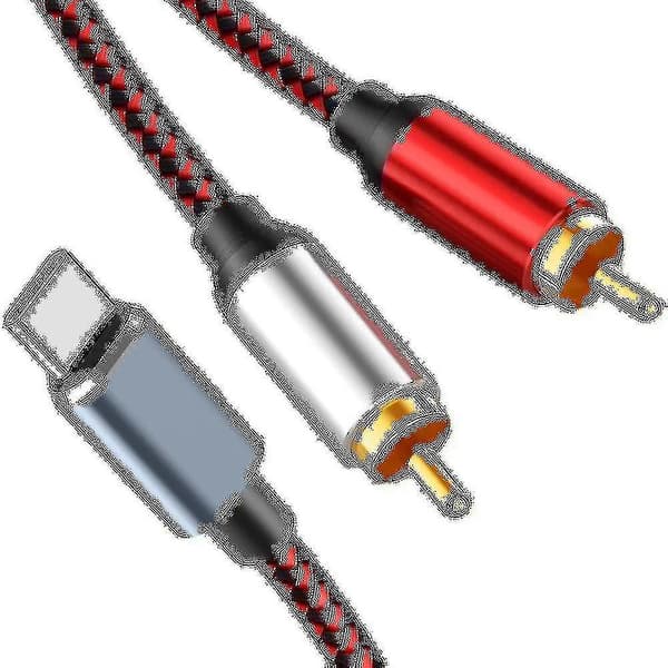 USB-C til 2 RCA Lydkabel Type C Han til 2 RCA Han Lydkabel til Tablet Højttaler Forstærker TV, 1