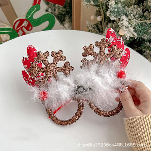 Julebrilleramme, Julefest Tilbehør, Julepynt, Gaver, Små Gaver, Søde Tegneseriebriller til Julen 16# gold glasses snowflake