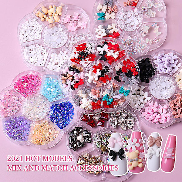 3D-kynsien koristeet, rusetit, kynsien koristeet akryylikynsiin Style 12
