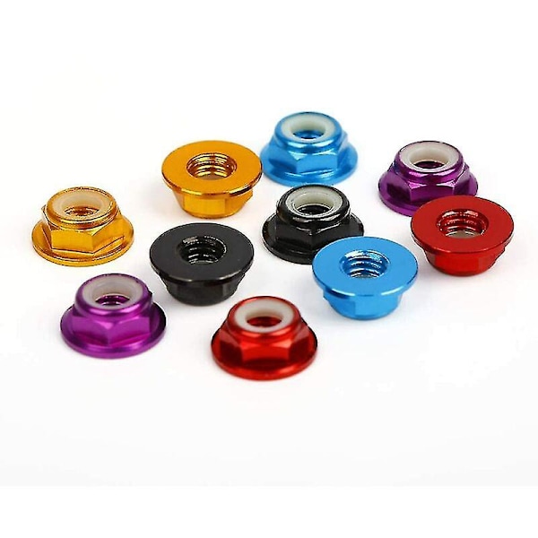 25 stk selvlåsende sekskantmutter nylon innlegg mutter M5, selvlåsende sekskantmuttere, M5 mutter cnc aluminium flens nylon låsemutter