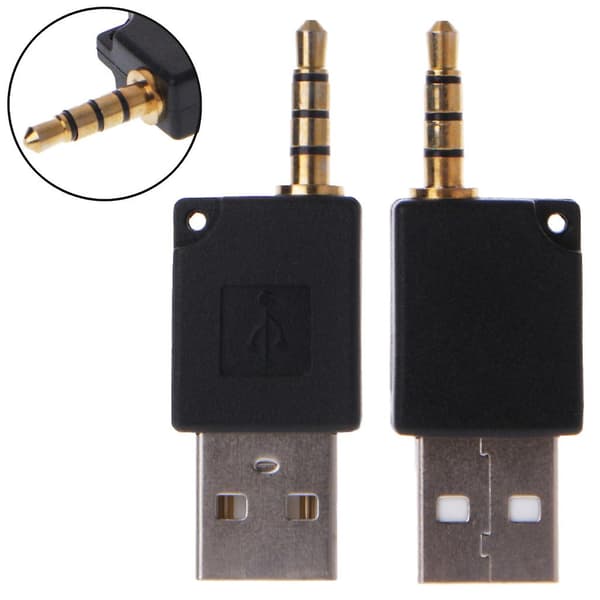 3,5 mm til USB 2.0 han-aux-adapter til Apple til iPod til Shuffle 1. og 2.