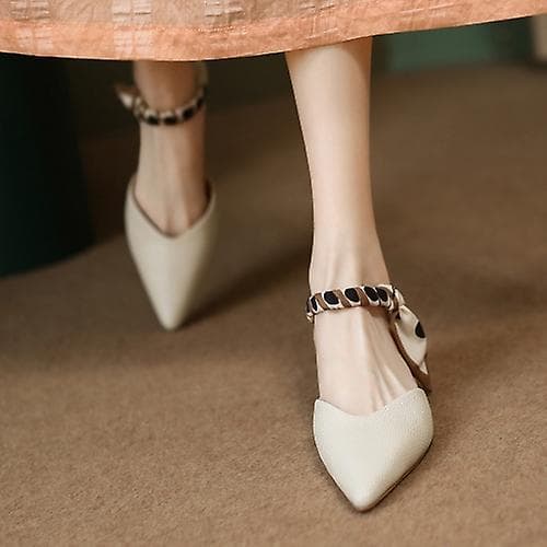 3 cm forhøjede flade hælsandaler beige