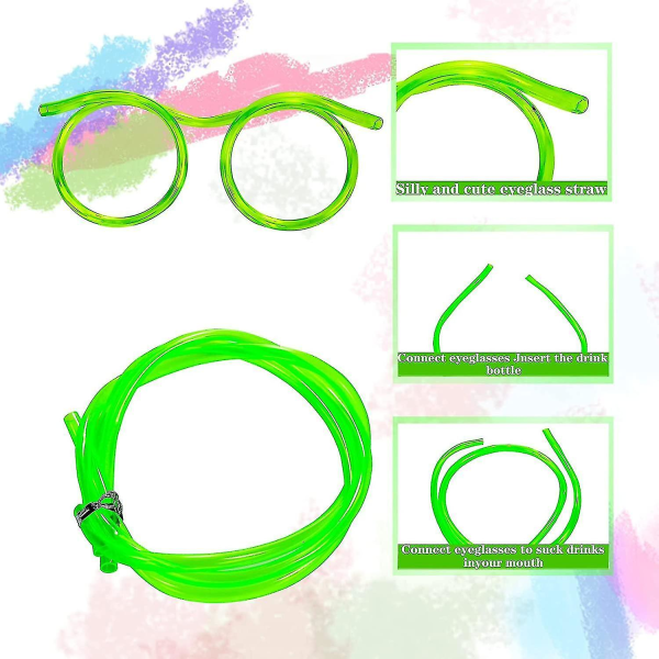 8-pack Halmglasögon Återanvändbara Nyhet Crazy Eye Straws i slumpmässiga färger