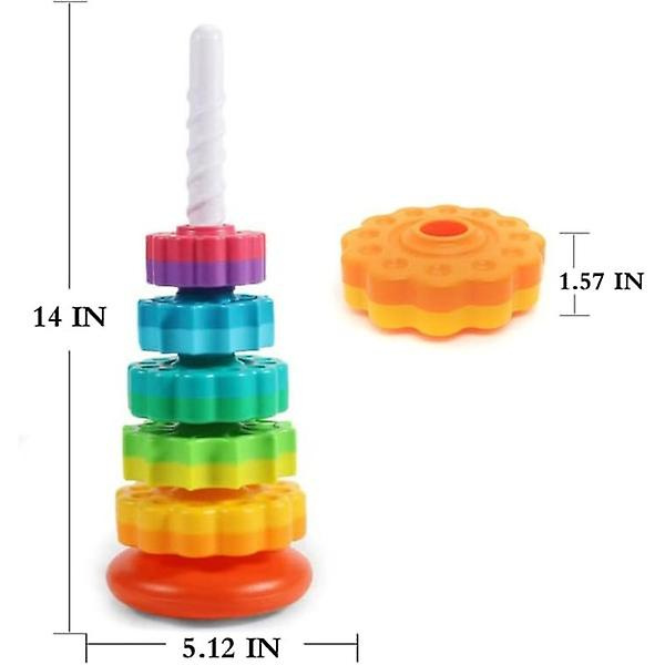 Baby Spinning Wheel Toy Rainbow Spin Tower Stacking Toys for Toddlers