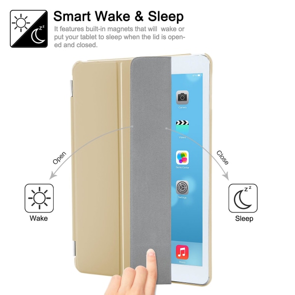 Smart Magnetic Cover Auto Wake Sleep Beskyttende Taske til Ipad Air 1 Xmas Gold