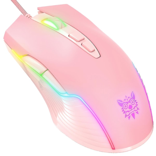Cw905 Wired Mouse 6400 Dpi Usb Gaming Mus 7-knaps Pink