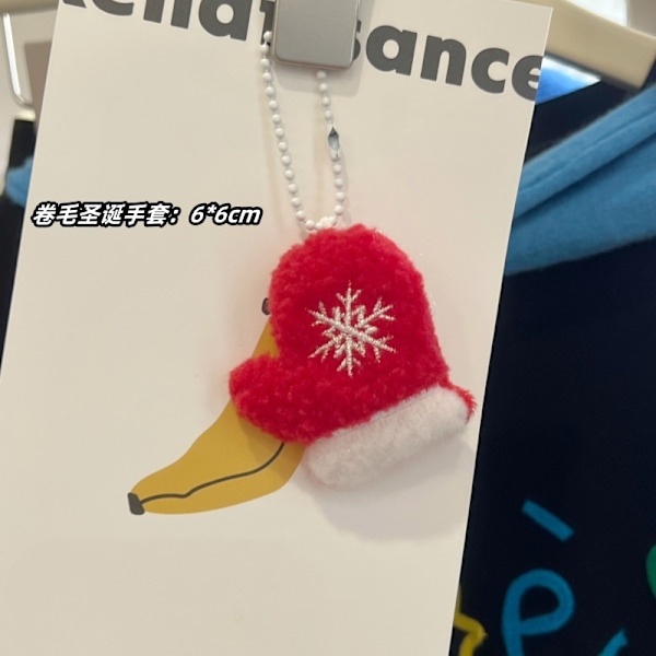 Plush Jultomte, Rensa, Snögubbe Nyckelring, Väska Dekoration, Skola curly christmas tree bead chain