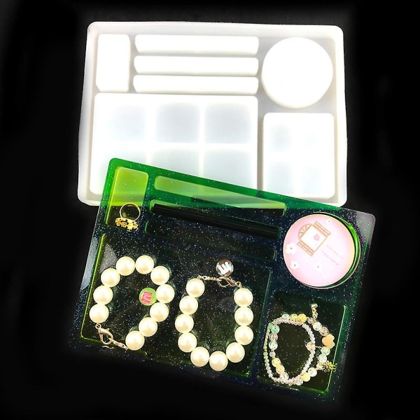 Rullebakke Epoxyharpiksform Rektangelbakke Silikoneform Gør-det-selv-håndværk Smykkeholder