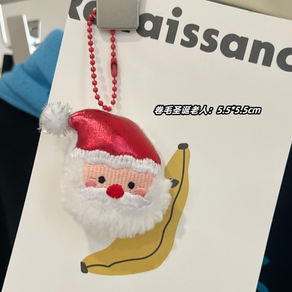 Tegneserie Plys Juledukke Doll Vedhæng Julemand Elg Snemand Nøglering Skoletaske Dekoration Vedhæng curly santa bead chain