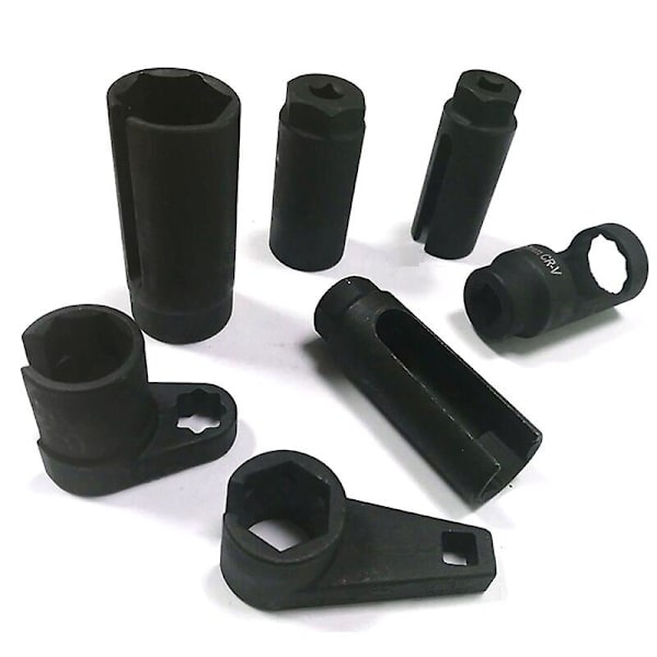 7PCS 1/2 & 3/8 Drive CR-V stål Sensor Socket Kit O2 Oxygen Sensor Sleeve Tool Wrench Socket Set