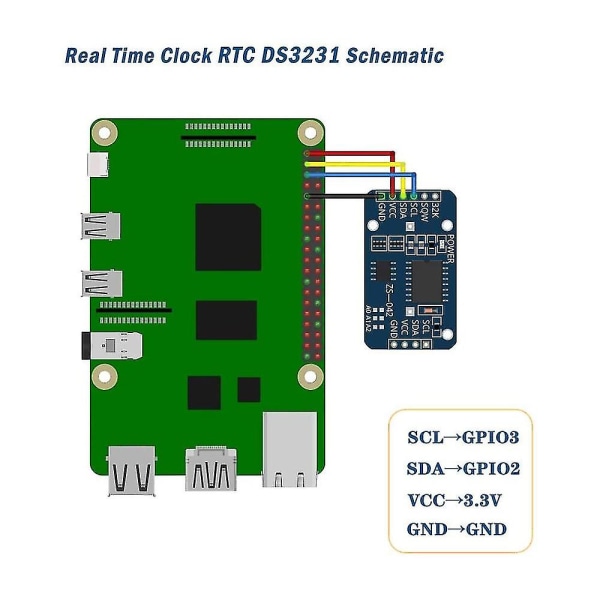 Rtc Ds3231 I2c realtidsur kompatibel med Arduino og Raspberry Pi