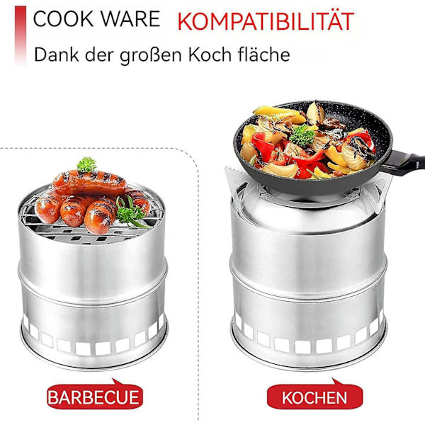 Bärbar campingspis utomhus vedspis mini vindskyddad spis
