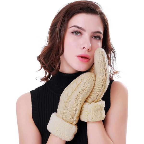 Vinterhandskar för kvinnor Varmfoder Vantar- Mysig ullstickad tjocka handskar Nyhet Vantar Vinterkallt väder Tillbehör