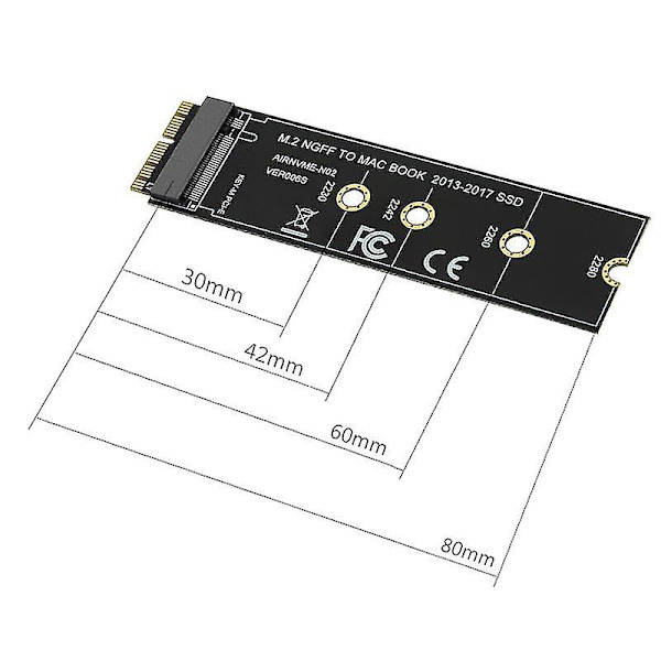 M.2 NVMe SSD Konverter Adapterkort til Pro Retina 2013-2017 NVMe/AHCI SSD Kit til A1465 A1466 A1398