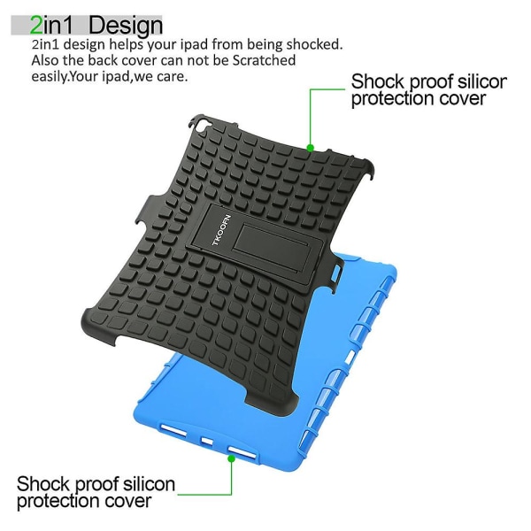 Til Apple Ipad 2 3 4 Blå Type B Armor Resilient Rugged Case Cover