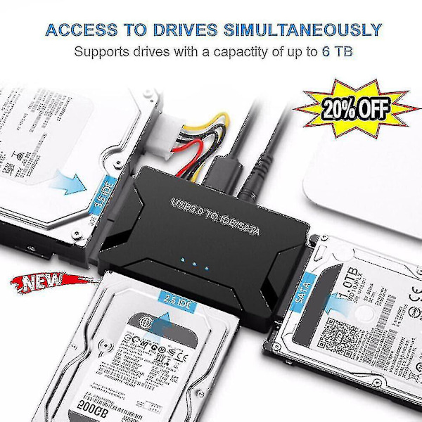 Zilkee Ultra Recovery Converter Usb3.0 Til Sata/ide Harddisk-kabel Disk Adapter Eu Stik